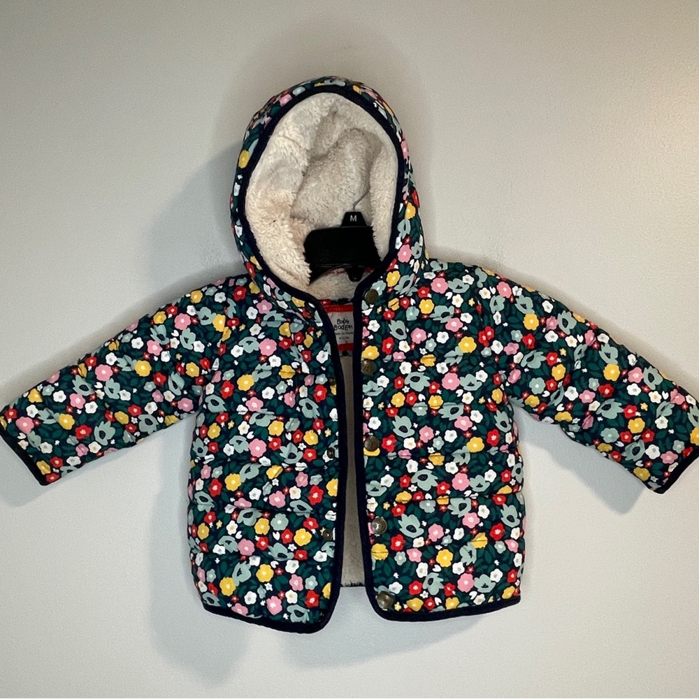 Baby Boden Floral Puffer Jacket - Multicolor